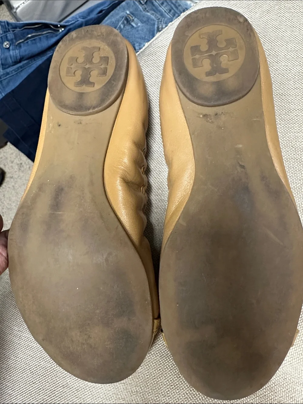 Tory Burch Ballet Flats with Logo Bow Size 7